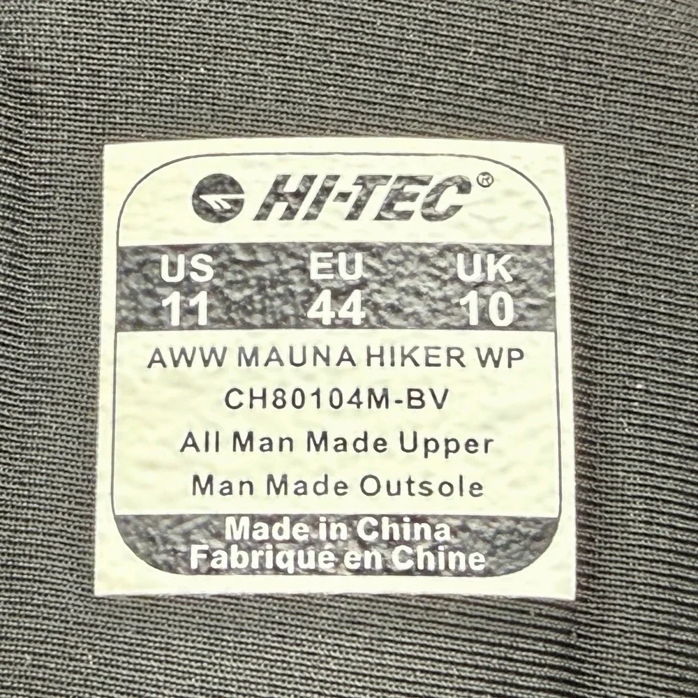 Hi-Tec Mauna Hiker WP Mens Sz 11 Waterproof Hiking Shoes Black Grey Yellow